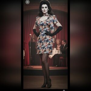 Vintage Remnant Fabric 80s novelty print As Is